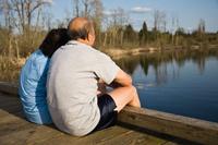 Couple relaxing by lake 123rf